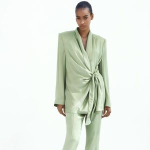 NWT Zara Knotted Satin Effect Blazer